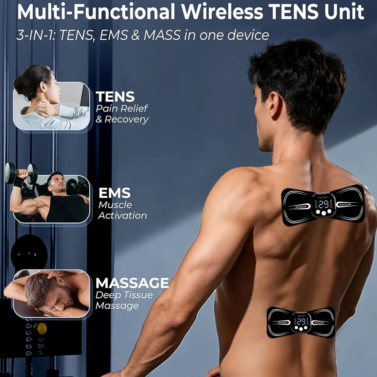 EMS TENS Massager Wireless Muscle Stimulator Dual Channel Portable Pain Relief Body Relaxation Machine With Storage Case
