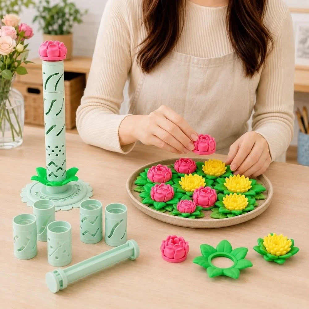 3D Printed Modular Clay Bloom Maker Reusable Handmade DIY Clay Floral Mold Tool Hand DIY Easy-Press Polymer Clay Flower Shaper