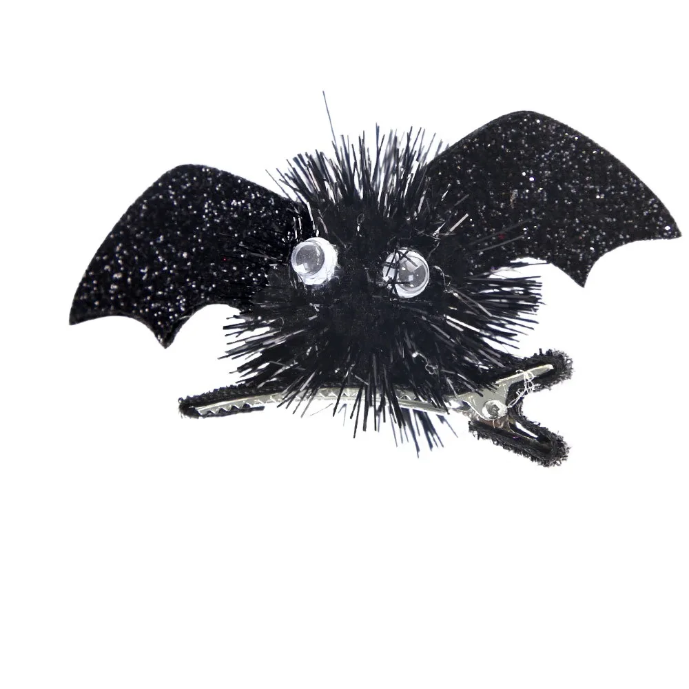 Metallic Woven Bat Wings Hairpin Barrettes Ornament Halloween Duckbill Clips Shiny Eyes Cosplay Hair Clip School
