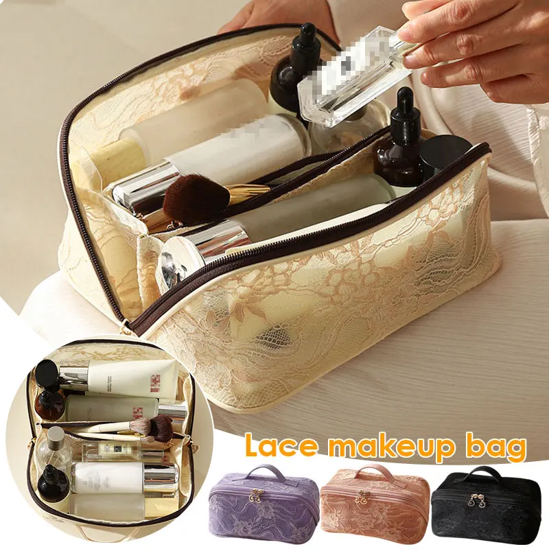 

Вместительная кружевная косметичка, водонепроницаемая портативная дорожная сумка для туалетных принадлежностей, органайзер для женщин и девушек, чехол для хранения косметики