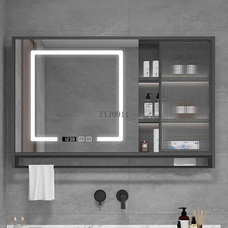 Smart Mirror Cabinets Bath Wall-mounted Storage Solid Wood Mirror Cabinets Industrial Style Home Furniture