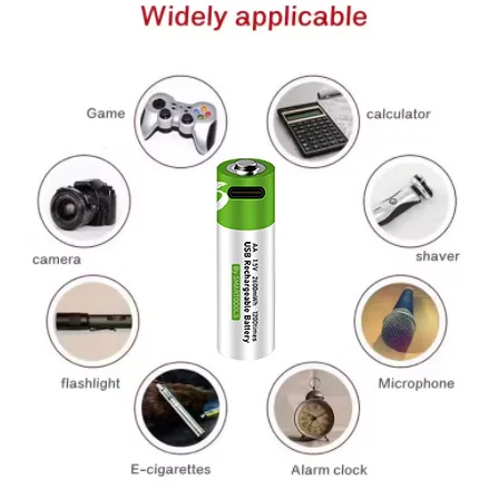واجهة TYPE-C بطارية ليثيوم AA قابلة لإعادة الشحن 1.5V2600mWh، تستخدم للتحكم عن بعد في سيارات الألعاب. منفذ Microphone.USB #2