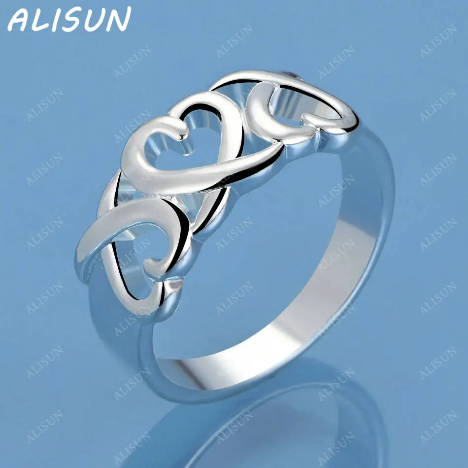 

ALISUN 925 Sterling Silver Hearts Wedding Ring For Women Grace Jewelry Trend Fashionable Birthday Party Gifts
