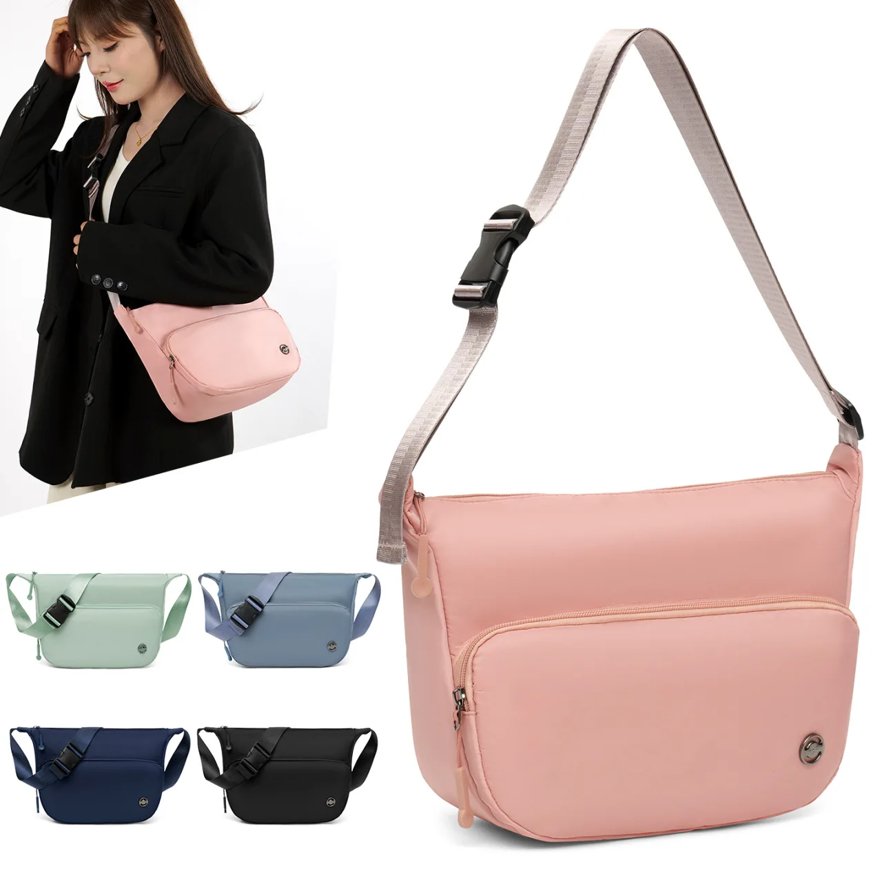 New Macaron Color Crossbody Women's Bag Nylon Breathable Casual Shoulder Bag Large Capacity Bag