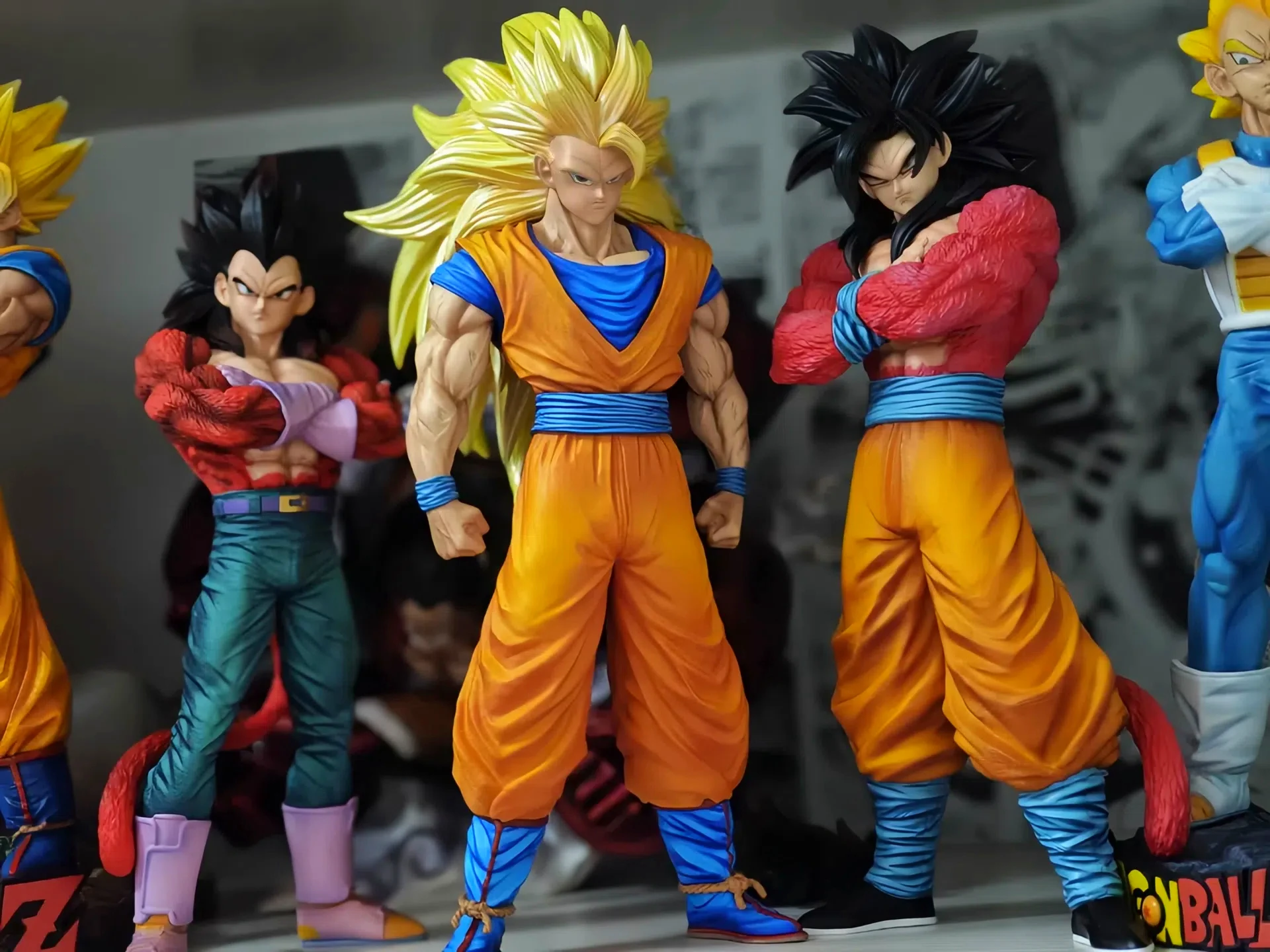 34CM Dragon Ball Figure Super Three Wukong High-quality Statue Super Three GK Figure Model Ornament Peripheral Boy Gift