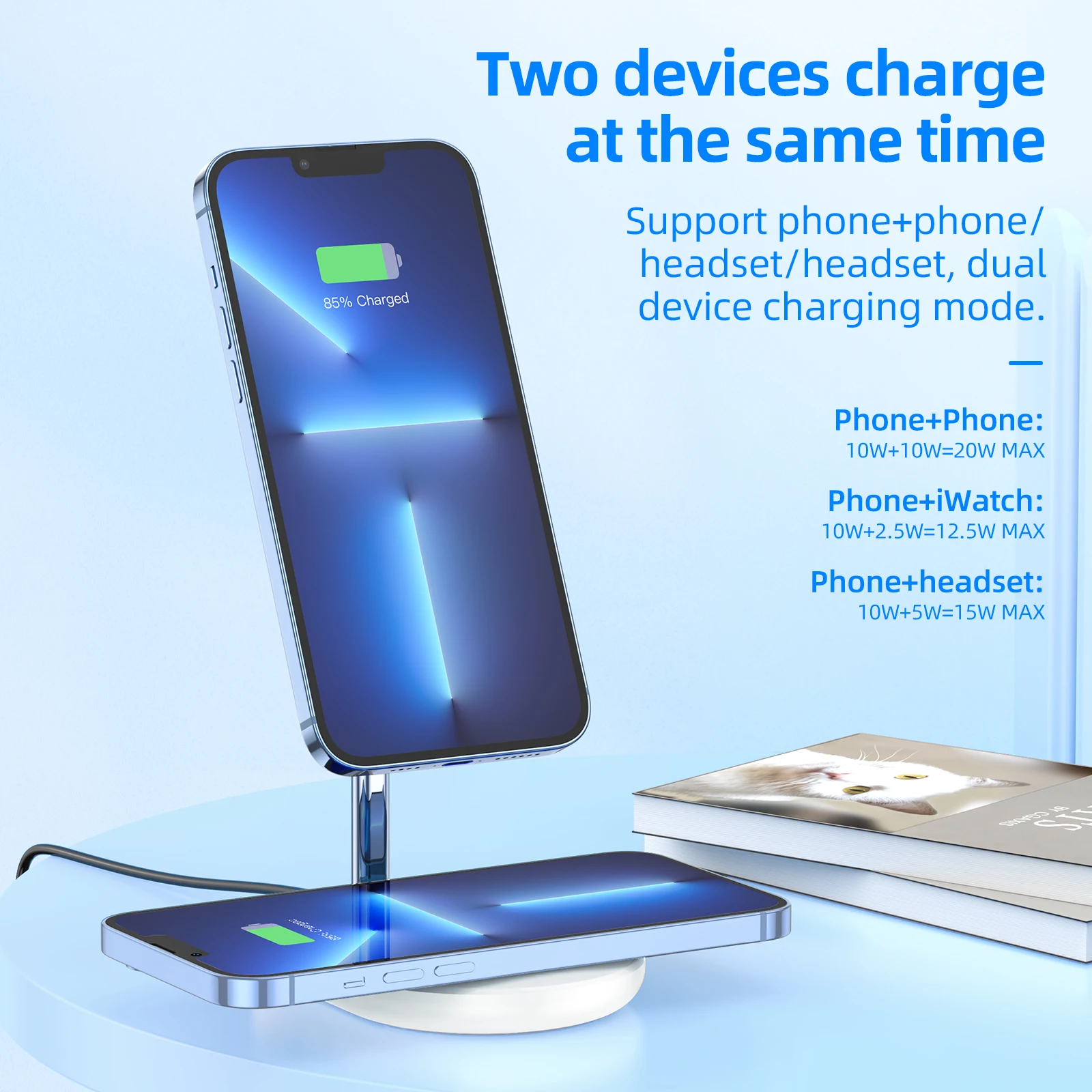 HOCO 3 in 1 Magnetic Wireless Charging Phone Holder For iPhone 14 13 Pro Max Wireless Charge Dock Station For Airpods Watch 1-7 view 5