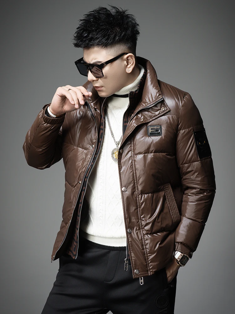 

Высококачественная мужская пуховая куртка с воротником-стойкой, теплая и модная нейлоновая верхняя одежда для молодежи