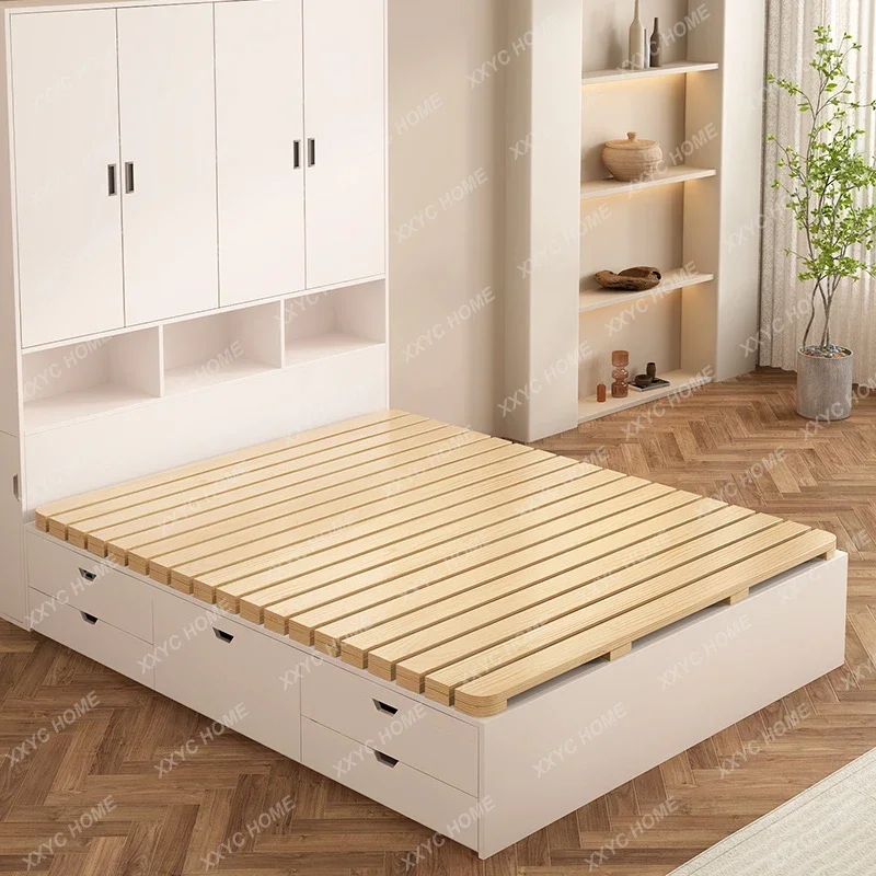 Solid wood floor bed thickened hard bed board tatami moisture-proof breathable row skeleton rental room folding floor bed frame