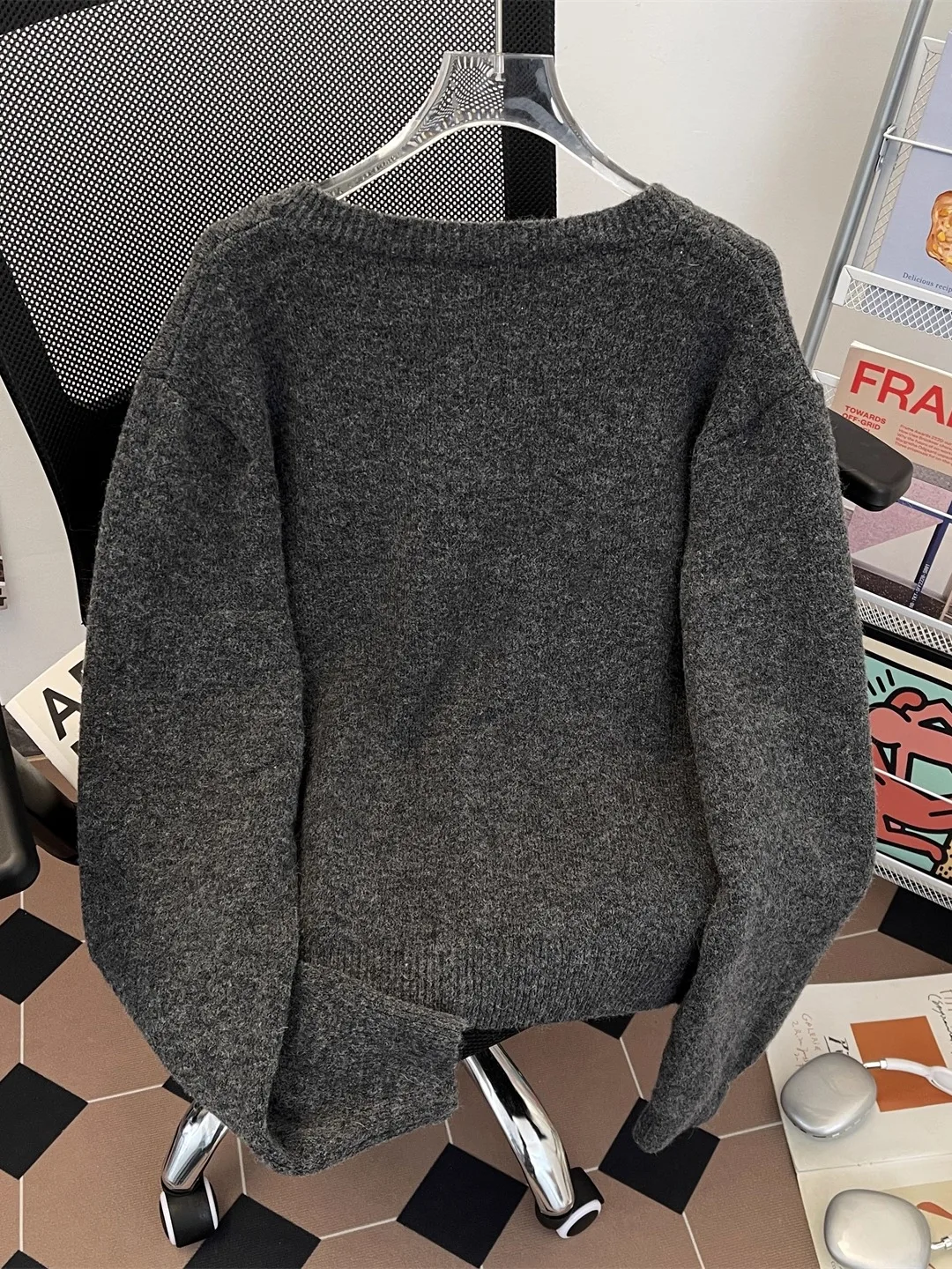 

American Sle Retro ort Pure Color Open Cardigan Sweater Men's Casual Loose Knitted Outerwear for Autumn Winter