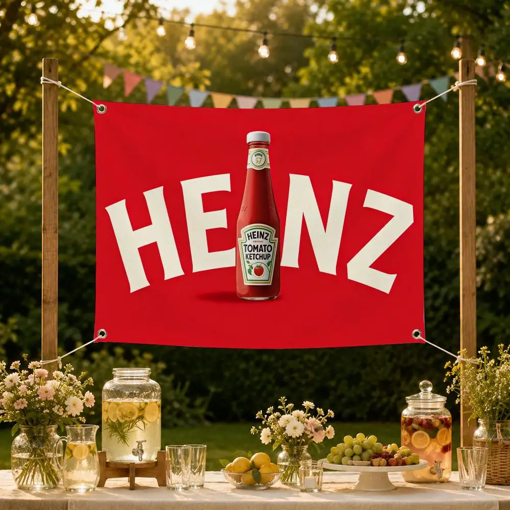 Food Classic Heinz Tomato Ketchup Flags Decorative Flag Banner for Garden Yard Lawn Outdoor Home Party Wall Decor