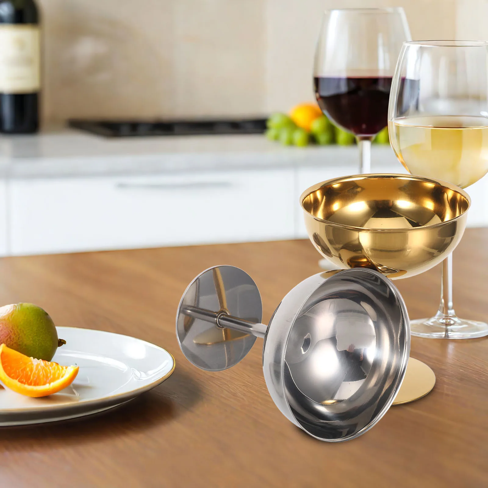 

2 шт., десертная чашка из нержавеющей стали, 150 мл, миски для мороженого на ножках, элегантный дизайн, держатель для пудинга для вечеринок, ежедневного использования