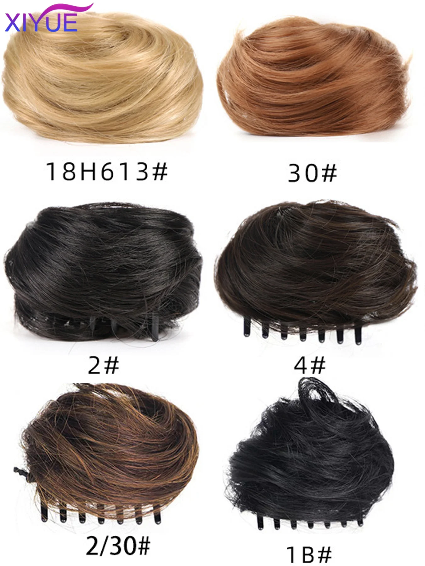 XIYUE Synthetic Claw Clip-on Hair Chignons Buns ​Curly Hair Clip Heat Resistant Womens Hair Golden White Gray Bun Wigs