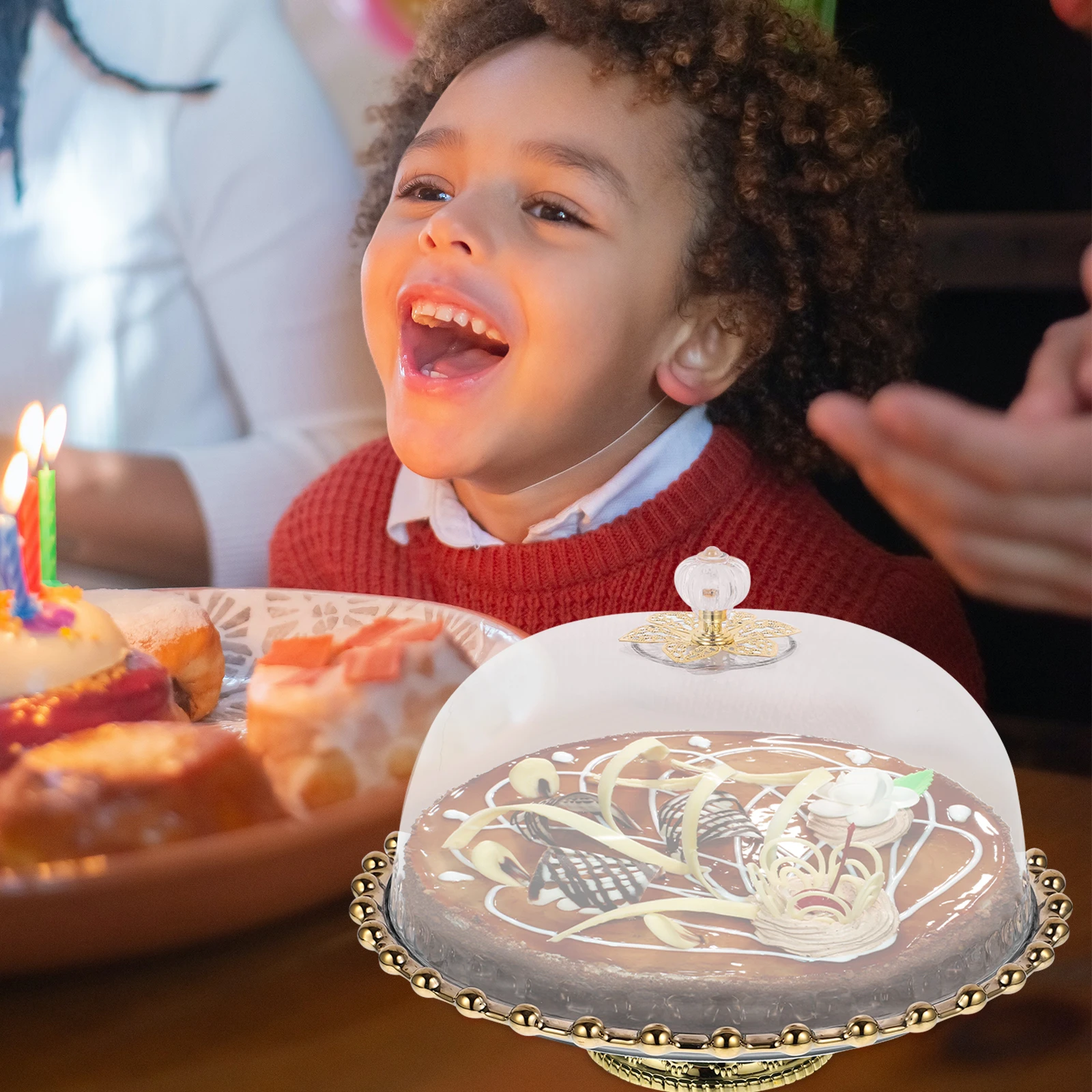 

Cake Plate Cover Home Dessert Serving Tray Transparent Hygienic Protector Wedding Party Cupcake Baking Container Stand