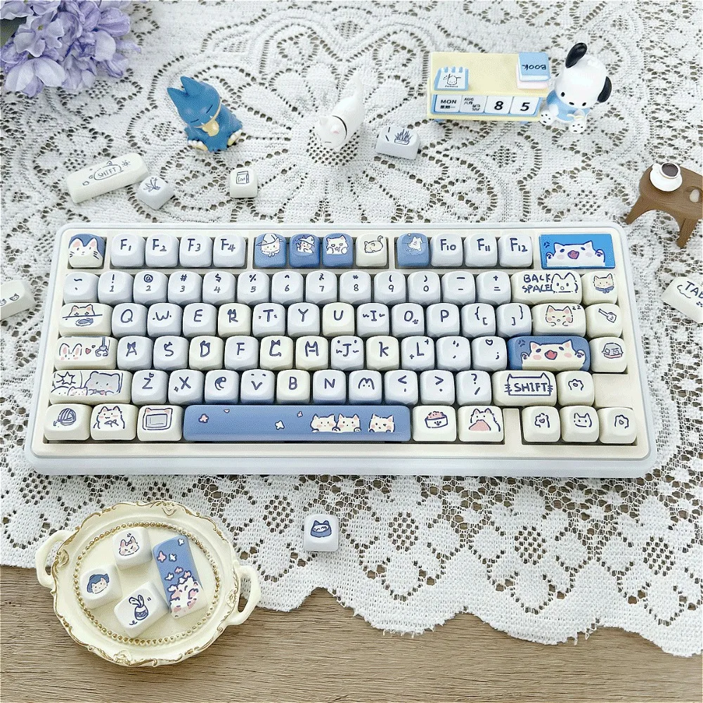Nasadki na klawiaturę Blue Meow 114-klawiszowe PBT MOA do niestandardowych akcesoriów do klawiatur mechanicznych