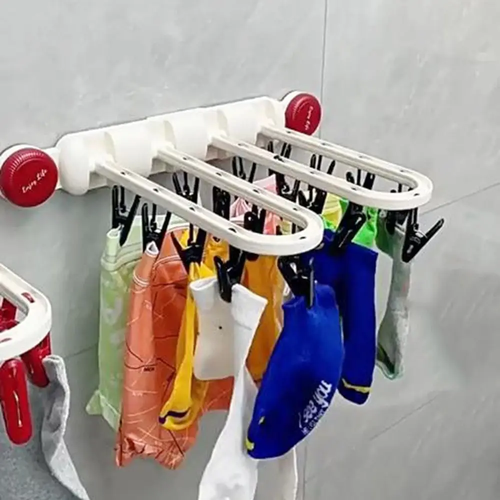 

Пластиковая сушилка на присоске, настенная сушилка для одежды без отверстий с несколькими зажимами, водонепроницаемая стойка для одежды