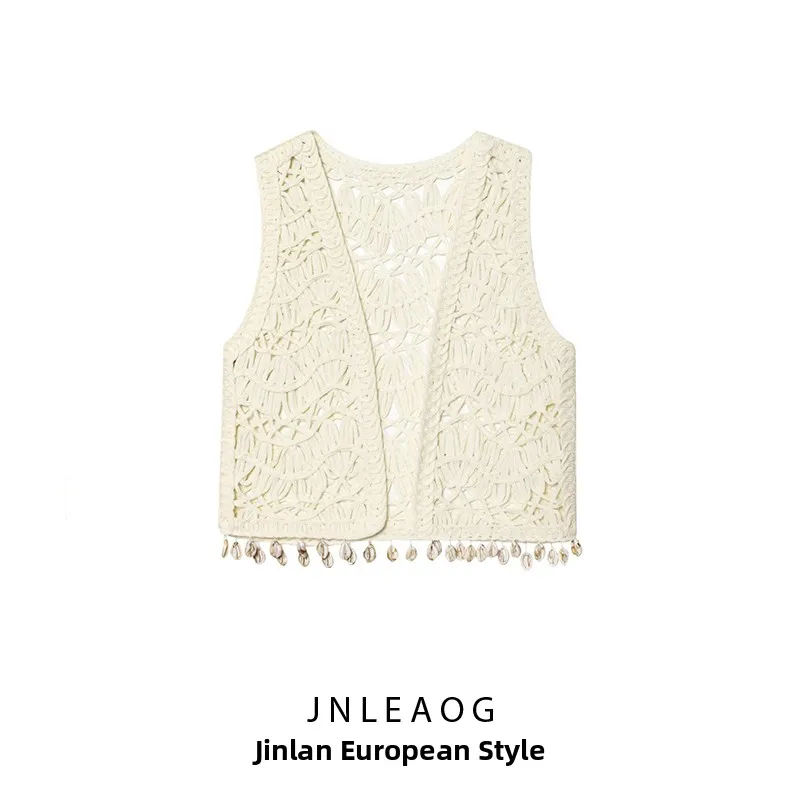 

JNLEAOG, осенний новый женский вязаный жилет с желтым декором, ветровой дизайн, Sense Faion, полиэстер, прямая трубка, верхняя одежда на молнии