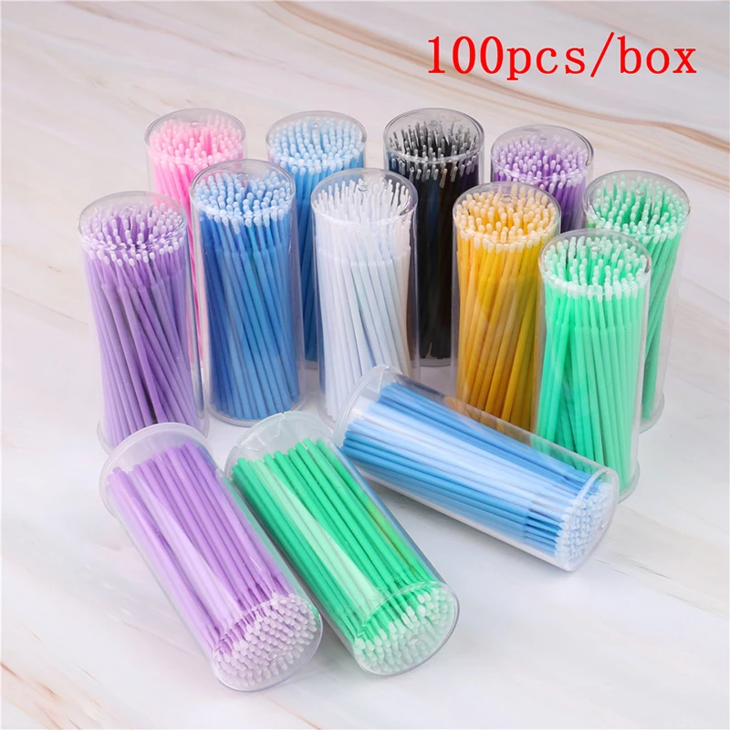 

Sdotter 100Pcs Micro Brush Disposable Microbrush Applicators Eyelash Extensions Remove False Eyelashes Cotton Swab