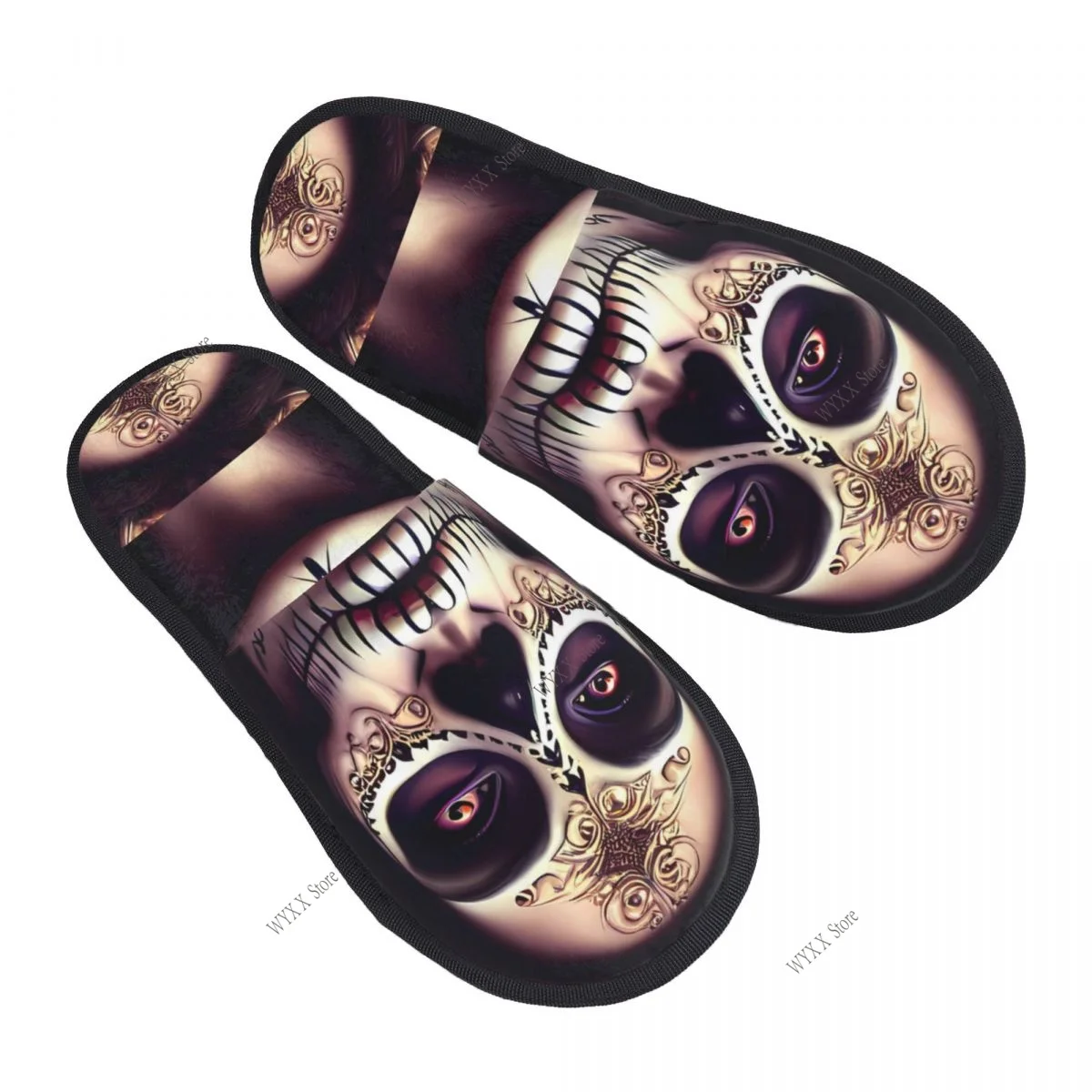 

Day Of The Dead Sugar Skull Mexican Girl Slipper For Women Men Fluffy Winter Warm Slippers Indoor Slippers