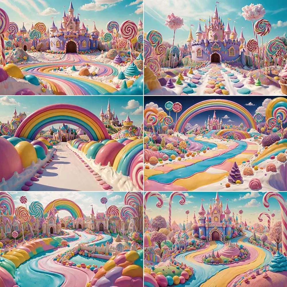 MOON.QG Children's Birthday Candy Land Bar Photo Background Girls Sweet Party Castle Backdrop Customized Photography Accessories