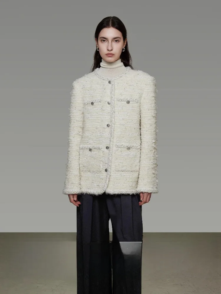 

Классическое женское зимнее пальто свободного кроя, стройнящее фигуру, простой дизайн, из грубого твида, однотонное, для повседневной носки, из полиэстера и шерсти...