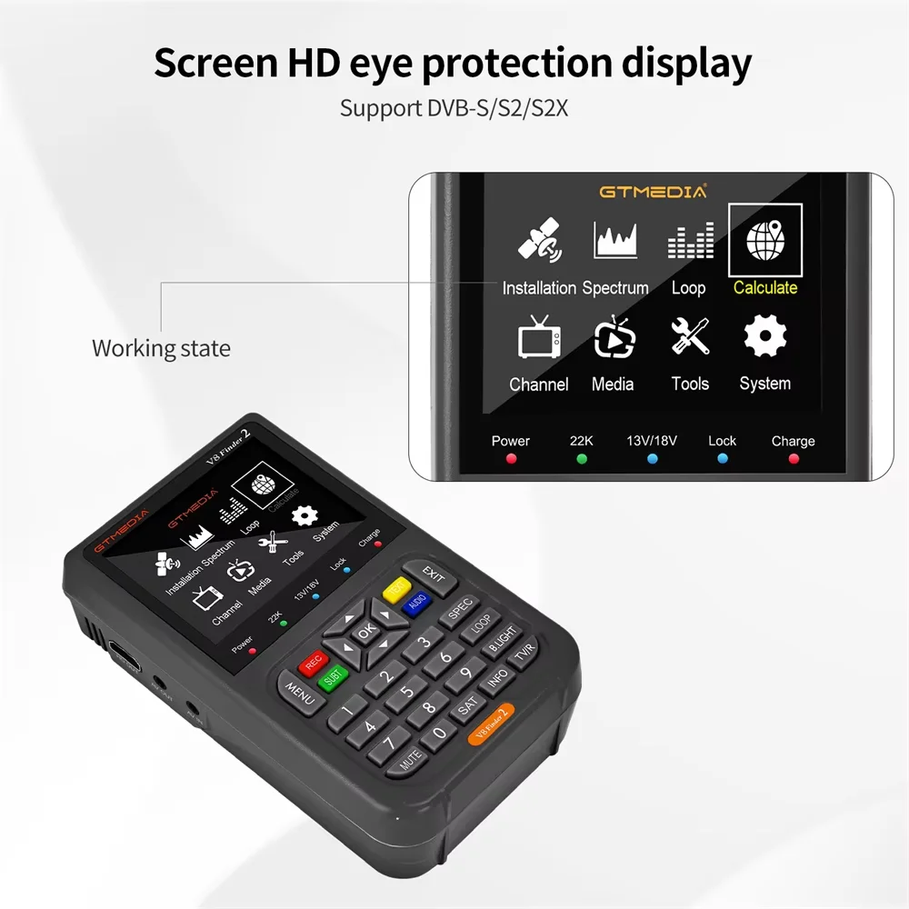 GTMEDIA V8 Finder 2 Miernik Sygnału Satelitarnego DVB-S/S2/S2X z 3,5-calowym Wyświetlaczem LCD 1080P, Port Type-C Satfinder VS Freesat Finder Meter — zdjęcie produktu 5