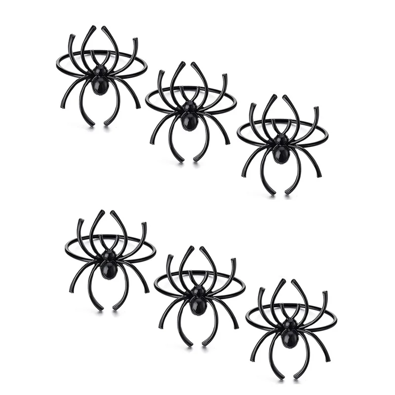 Halloween Napkin Ring Set Spider Halloween Napkin Black Terror Metal Alloy Napkin Clasp-AA98