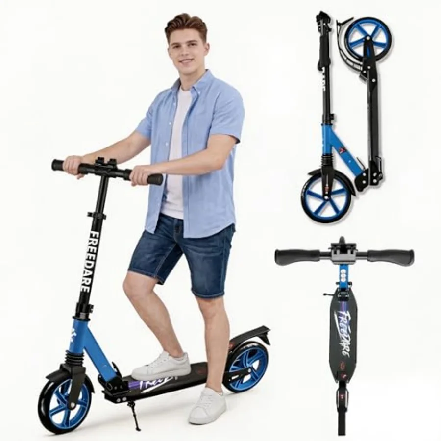 

Kick Scooter for and Adults Ages 8+ Foldable Teen Scooter with 2 Big 8-inch Wheels and 4-Level Adjustable Handlebar Max Load 22