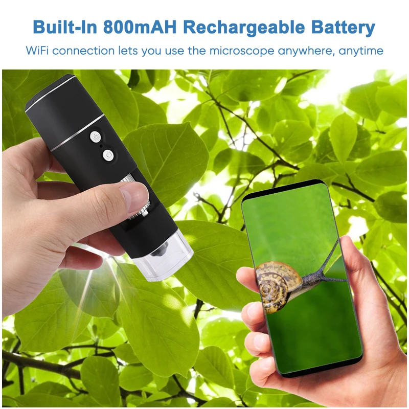 Wireless Handheld Digital Microscope 1000X Portable USB WiFi Microscopes Magnifier With 8 LED Bracket For Android IOS PC