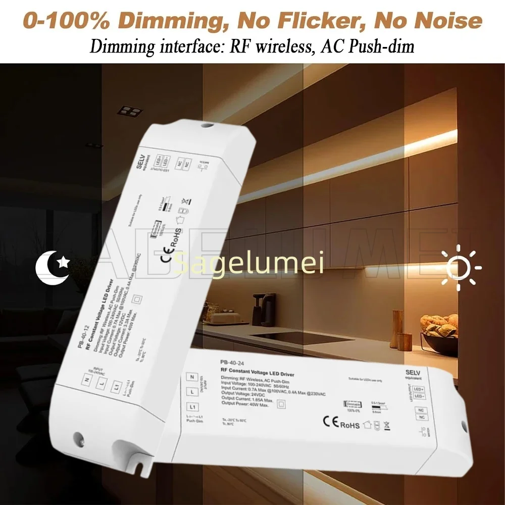 

Высококачественный диммируемый LED-драйвер-трансформатор с беспроводным пультом ДУ, AC 110V 220V 100-240V в DC 12V/24V, 40W 75W для LED-освещения