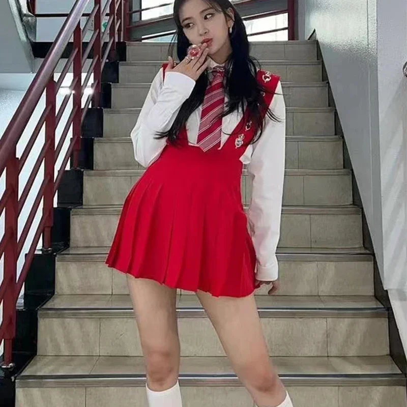 Kpop Donna Gruppo Outfit Moda coreana Camicia bianca Top Gonna corta Abito a fionda Abiti da ballerino Abbigliamento jazz Festival Costume di scena