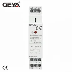 GEYA Din Rail GR8 AC230V DC24V or AC/DC110V Intermediate Relay Auxiliary Relay 8A 16A SPDT Electronic Relay Switch