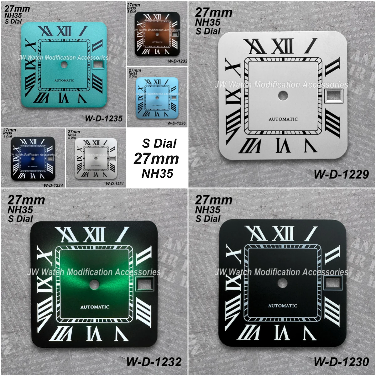 

27mm S Logo Roma Qquare Dial Fit NH35/NH36/4R/7S Automatic Movement High Quality 3 O'clock Watch Modification Accessories
