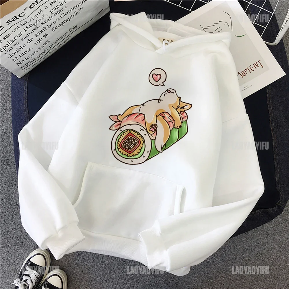 Lovely Lying Flat Dog Men Hoodies Vintage Anime Harajuku Pattern Tai Chi Form Akita Inu Women Clothes Korean Style Print Tops