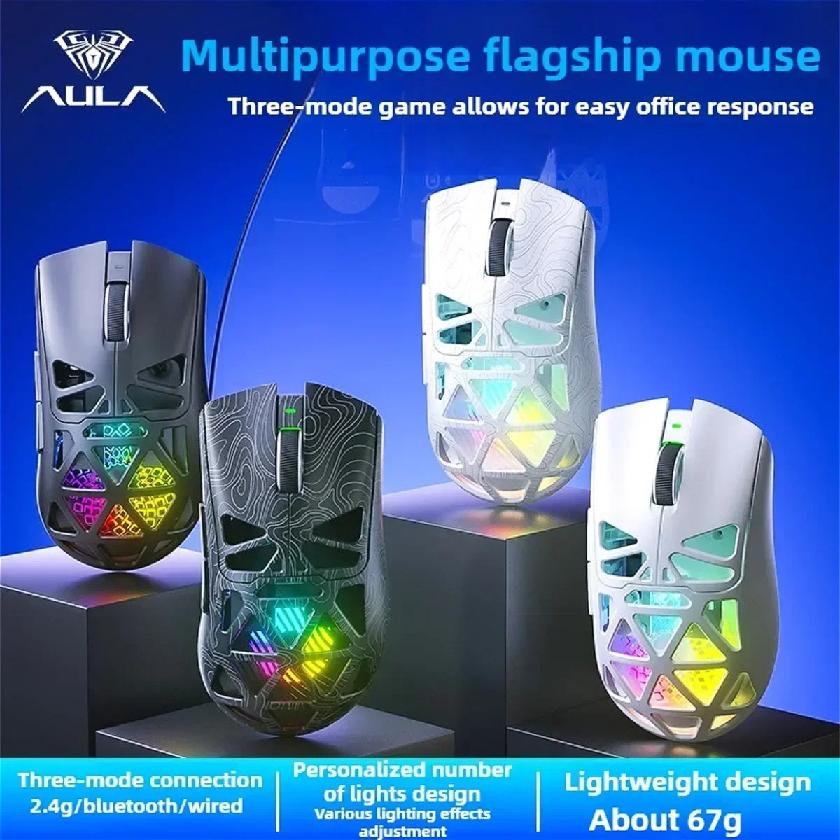 

AULA SC620 Gamer Mouse Bluetooth Wireless Three Mode RGB Custom Low Delay PAW3311 E-Sport Office Gaming Mouse Game Accessories