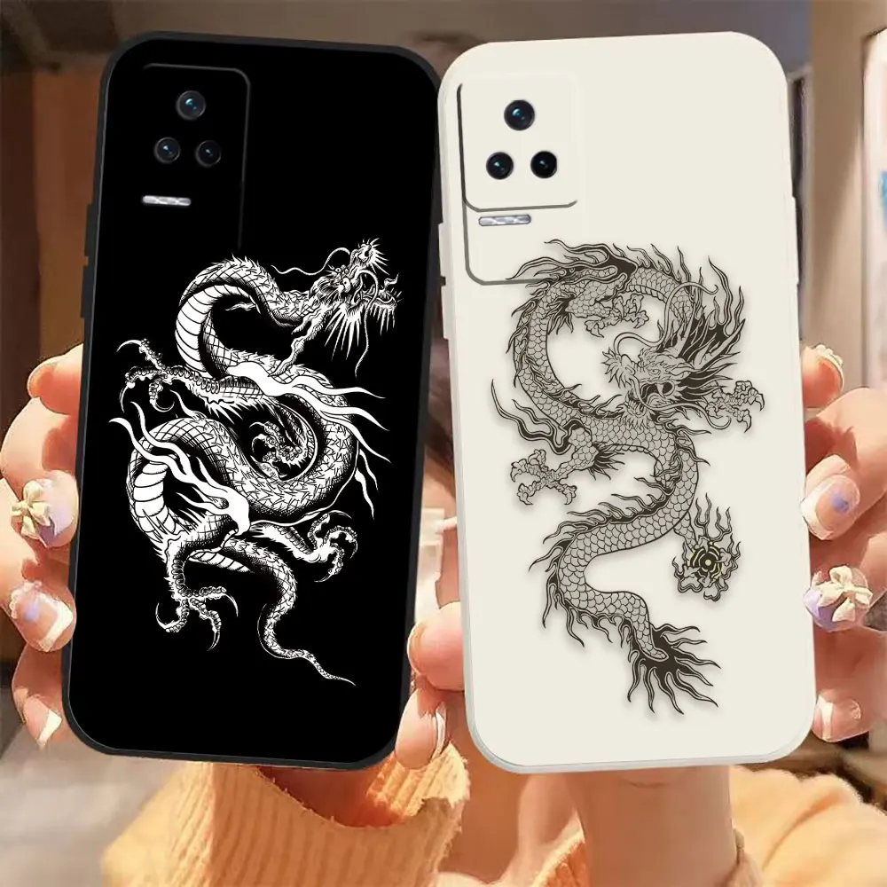 Chinese Dragon Pen Drawing Phone Case For Redmi K60 K40S K40 K30 K30S K20 12C 12 10C 10 9A 9 8 10A Pro 4G 5G Gaming Case Funda