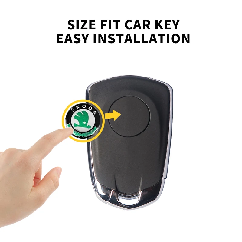 14mm Aluminum Car Remote Key Sticker Emblem Decal For Skoda Octavia Kodiaq Fabia Superb Rapid Kamiq Karoq Derivati Yeti Enyaq A7