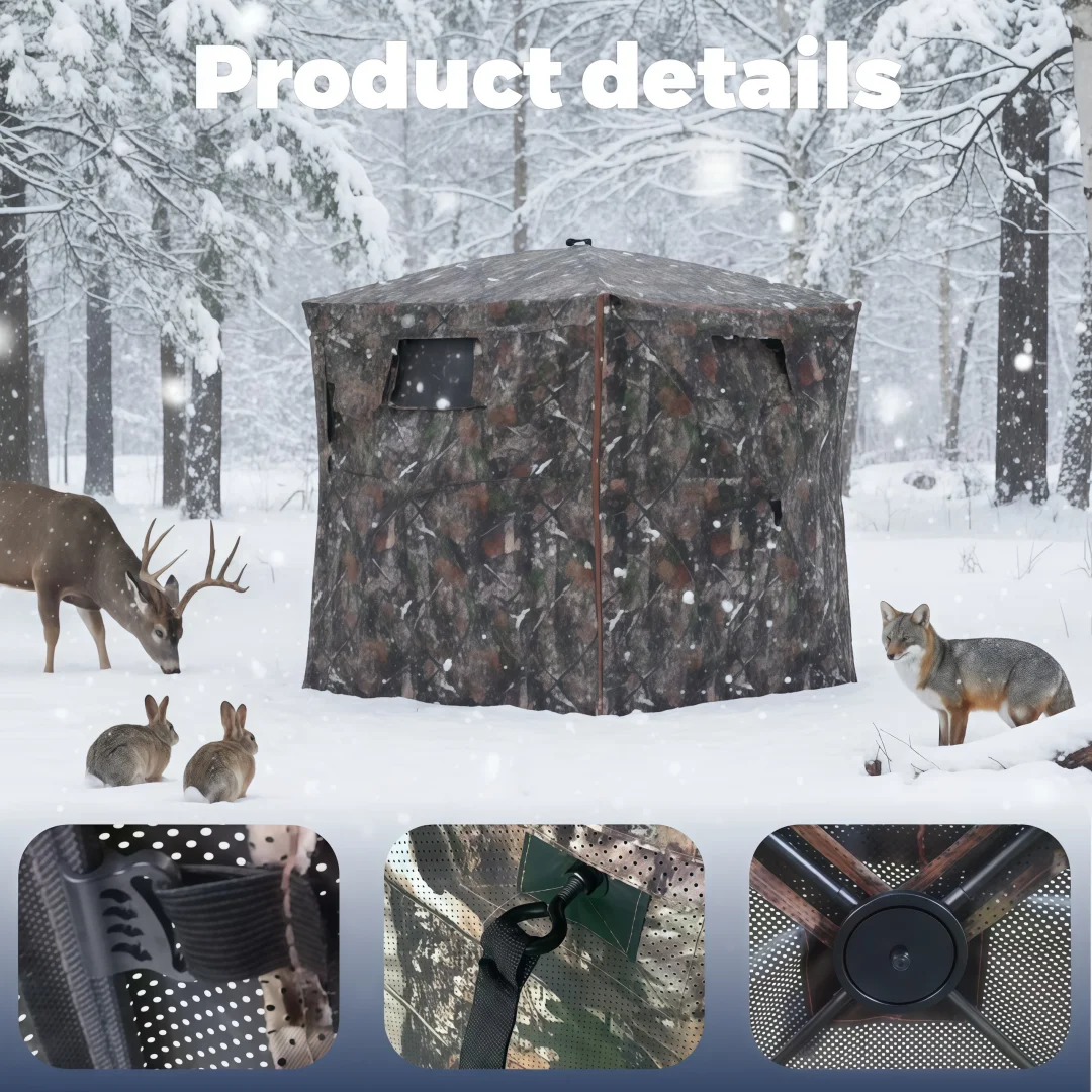 Camouflage Pop-Up Hunting Blind Easy Setup Ground Shelter Outdoor Camo Blind with Storage for Deer Turkey Duck Archery Season