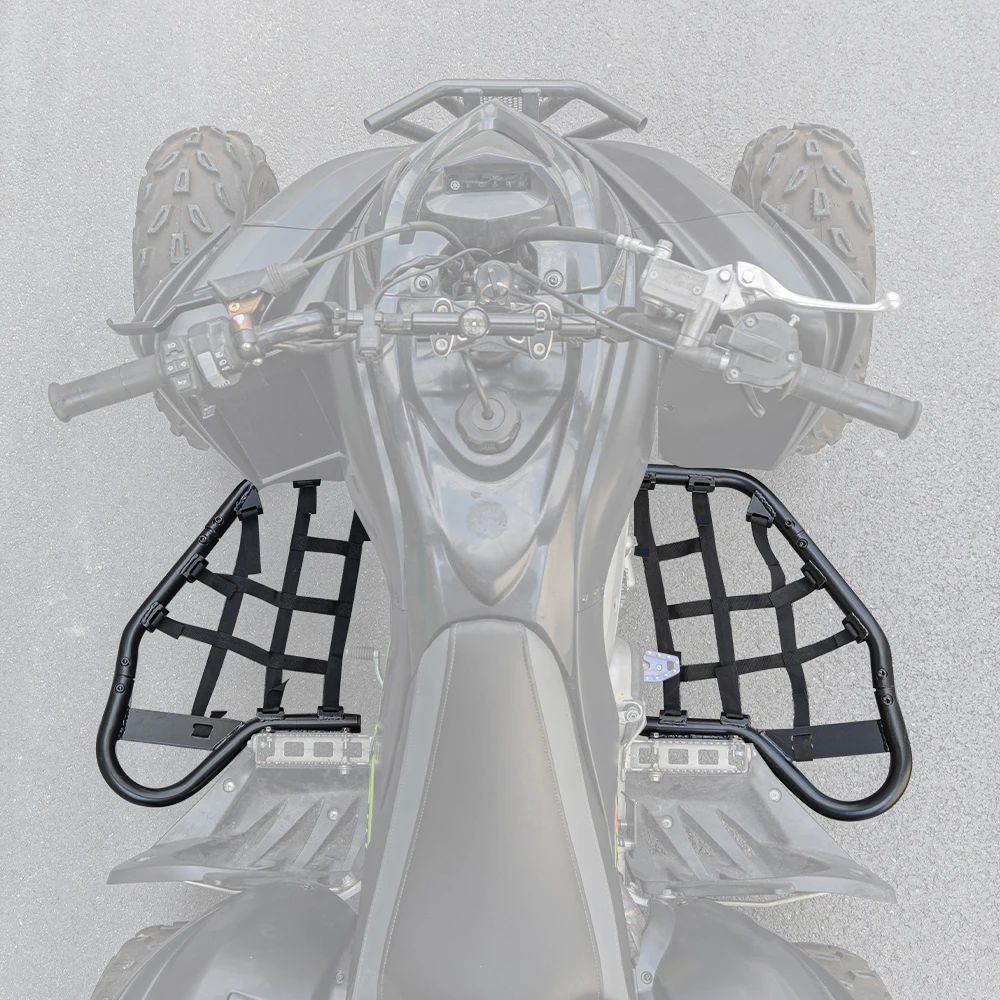 

KEMIMOTO ATV Side Step Nerf Bars Compatible with Yamaha Raptor 700 YFM 700 YFM700R 2013-2025 Foot Guard Pegs W/Black Webbing Net