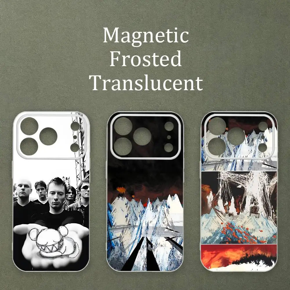 

R-RadioheadS KID A MNESIA Printed Case For MagSafe Matte Frosted Semi Clear TPU For iPhone 15 17 16 11 12 14 13 Pro Max