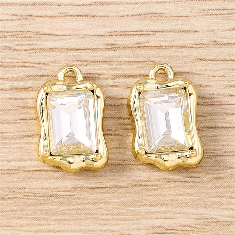 5 Stück 9 x 14 mm zarte Kristall-Quadrat-Charms-Anhänger für Schmuckherstellung, Halsketten, Ohrringe, Armbänder, Zubehör, DIY, Basteln, Geschenke – Detail 6