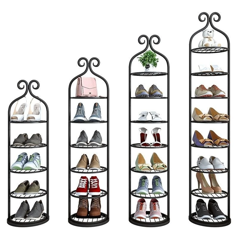 

European wrought iron shoe rack e****mical household multi-layer storage shoe cabinet living room dormitory dust door simple sh