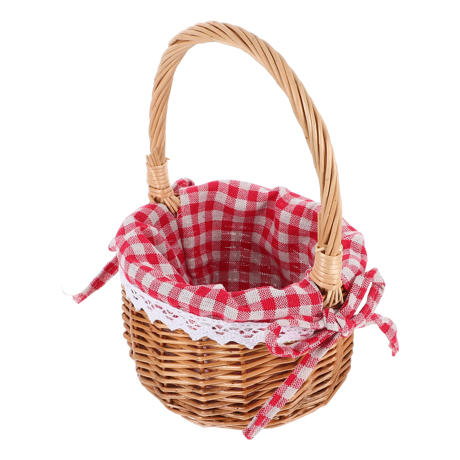 

Handwoven Flower Basket Natural Willow Wicker Round Storage Baskets Decorative Princess Gift Postpartum Handles Design