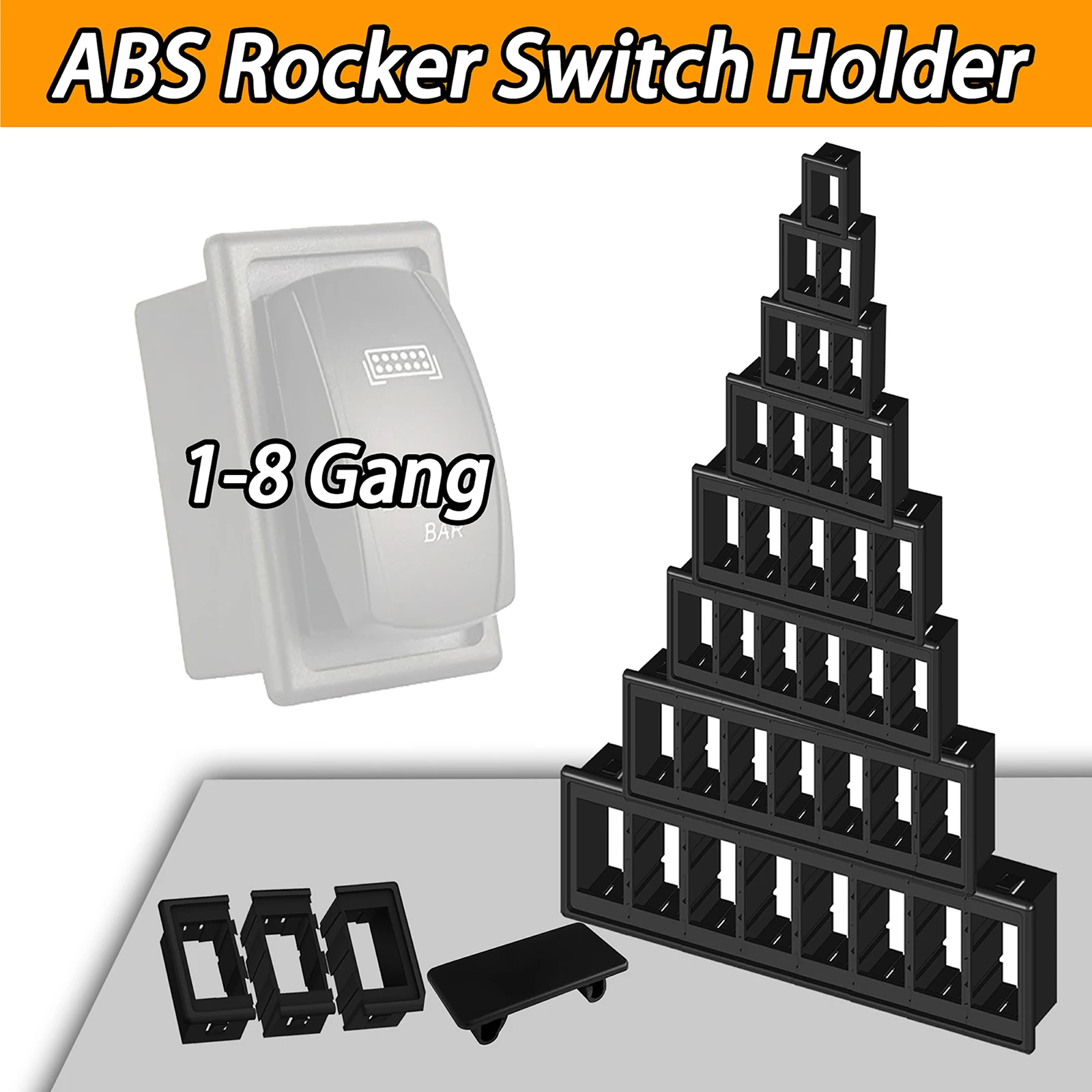 

1-8 Gang ABS Panel Black Plastic Rocker Switch Panel DIY Durable Housing Holder Separate Kit for ARB Carling RV Car Boat ATV UTV
