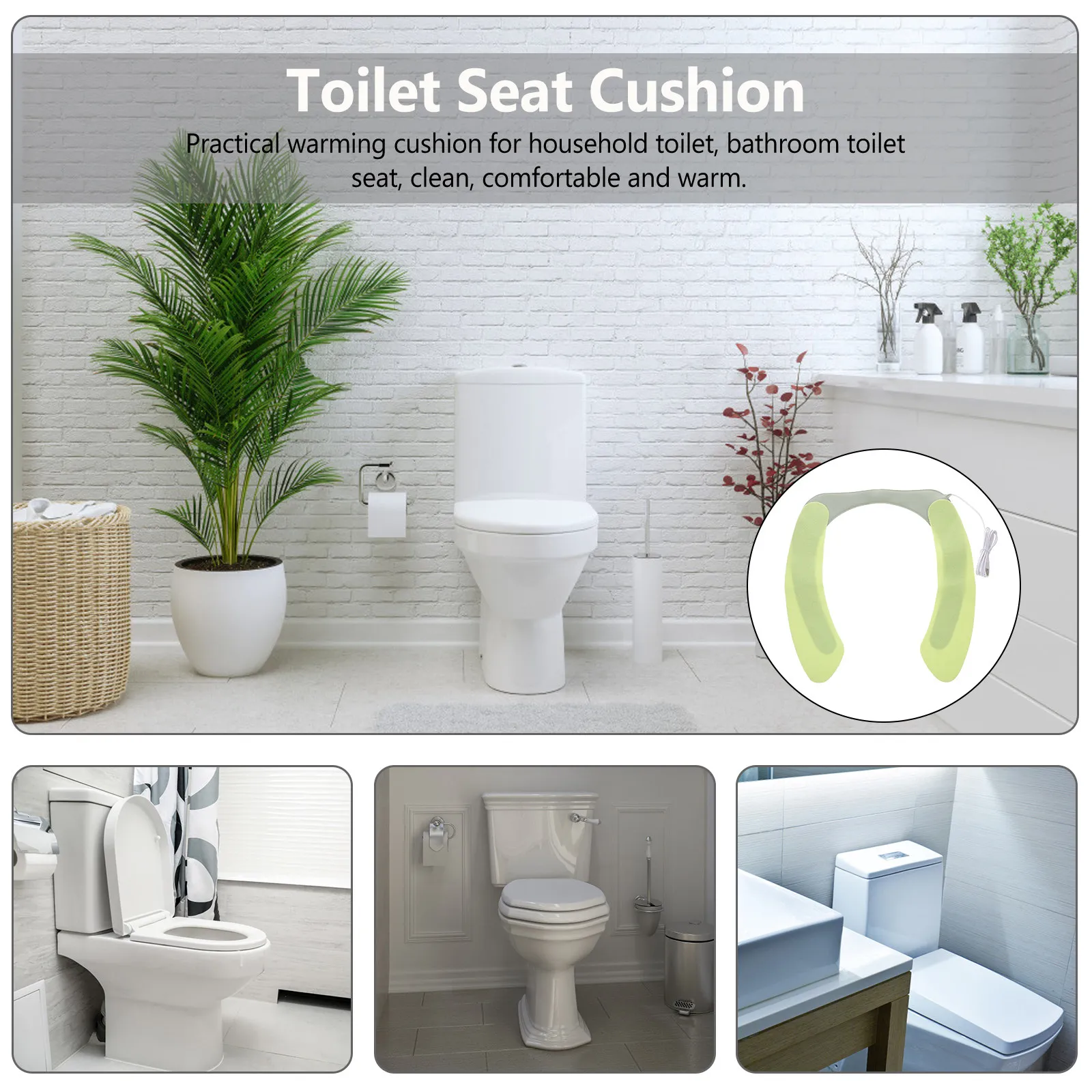 

Warm Toilet Seat Cover Mat Warmer Pad Portable Heated Cushion for Winter Bathroom Pads