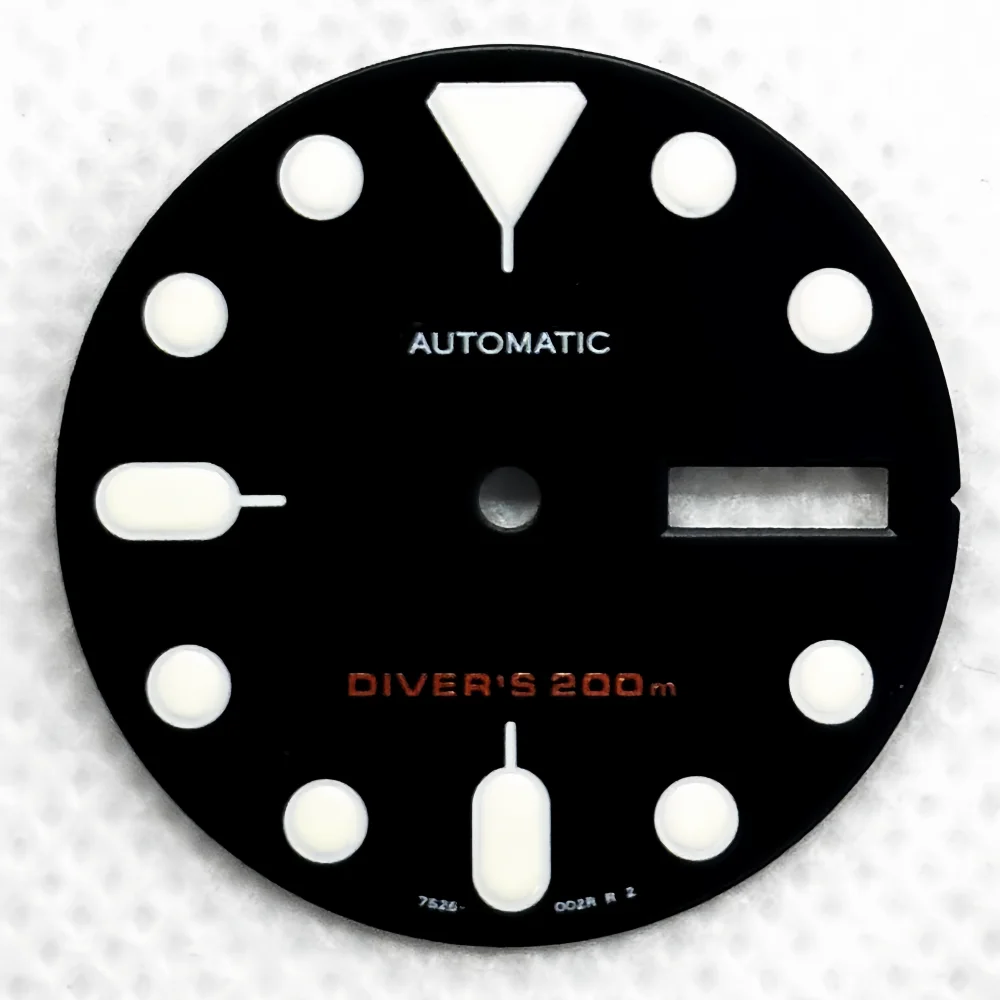 Yellow and black NH36 dial 28.5mm S dial with green lume, suitable for Seiko modification parts