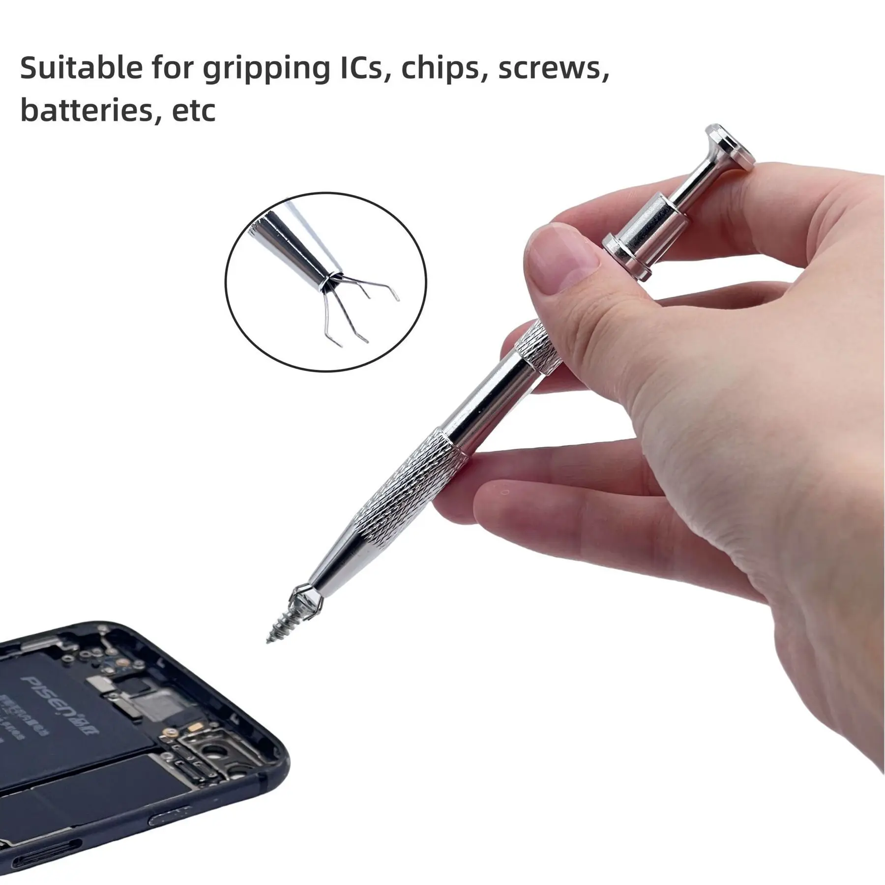 Extrator de chip ic, design mecânico reverso com mola, aderência forte, antiderrapante para cpu, gpu, bga, smd, componentes eletrônicos