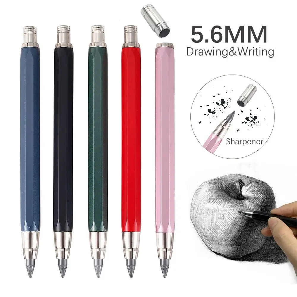 5,6 mm Druckbleistift, Metallzeichnung, Schreibwerkzeug, Antriebsbleistift, Skizze, Comics-Design mit Bleistiftspitzer, automatischer Bleistift