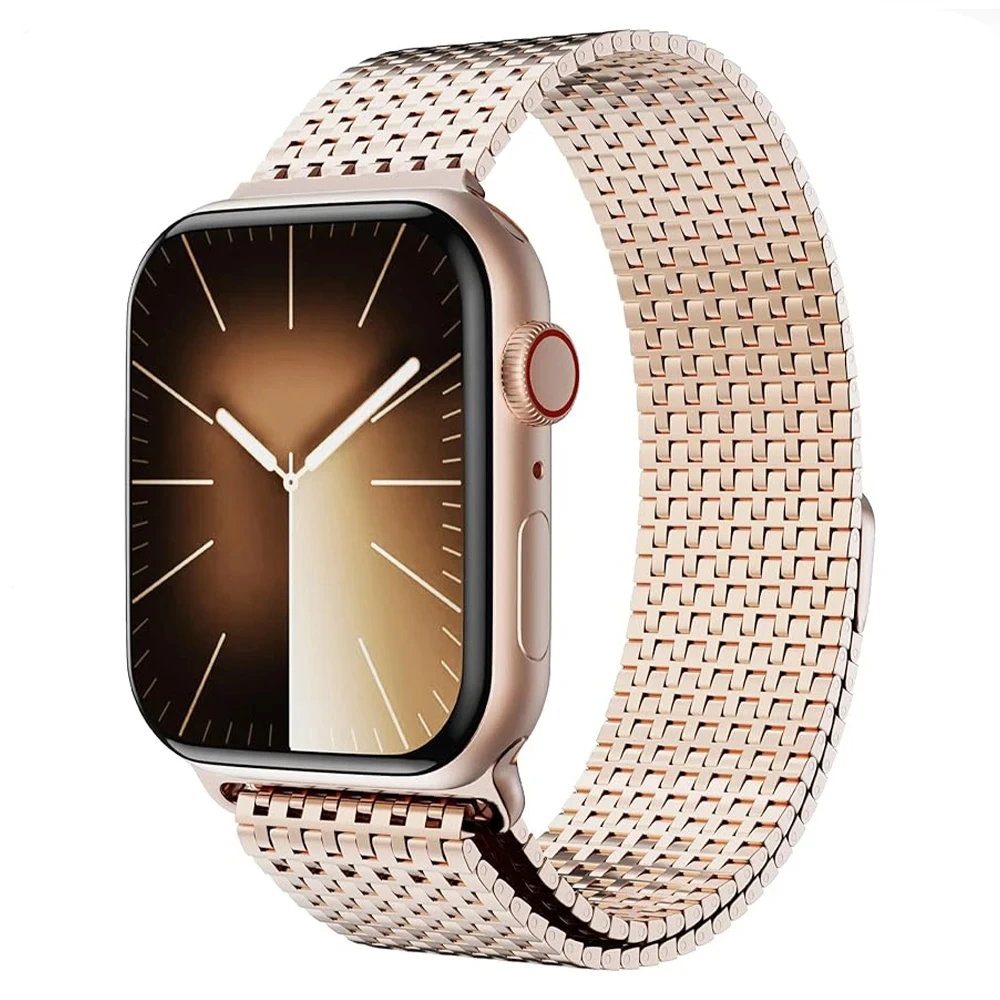 

Ремешок из углеродистой стали для Apple Watch Band 49/45/44/41/40/42/38 мм, магнитный притяжной браслет для Apple Watch Series 9 8 7 6 5 4 Ultra 2 SE