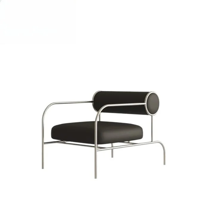 Factory Direct 2026 Minimalist Single Sofa Homestay Shopping Mall Chair Light Luxury Stainless Steel Leisure Chair Internet