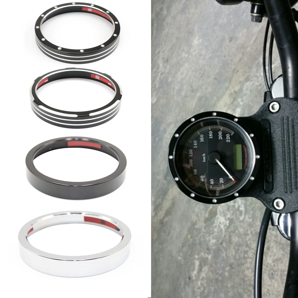 Motorcycle CNC Speedometer Trim Bezel Cover Cut Billet Black/Chrome For Harley Dyna Street Bob Low Rider Sportster 883 1200 XL
